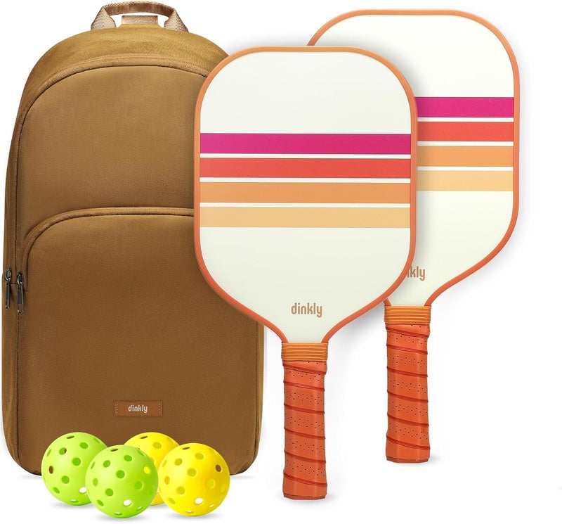 Dinkly Pickleball Paddles Set of 2/4- USAPA Approved Graphite/Fiberglass Pickleball Racket, 2 Pickleball Rackets, 4 Balls and 1 Portable Carry Bag, Aesthetic Pickle Ball Set for Men Women Beginners - Image 1